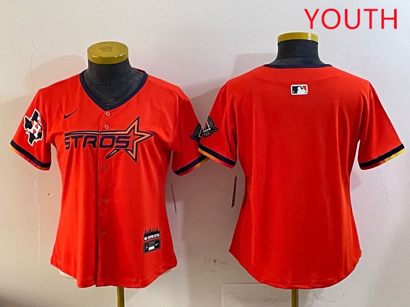 Youth Houston Astros Blank Orange Three generations Joint Name 2025 Nike MLB Jersey style 2
